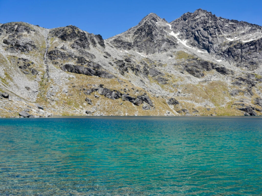 View of the blue and clear waters of Lake Alta