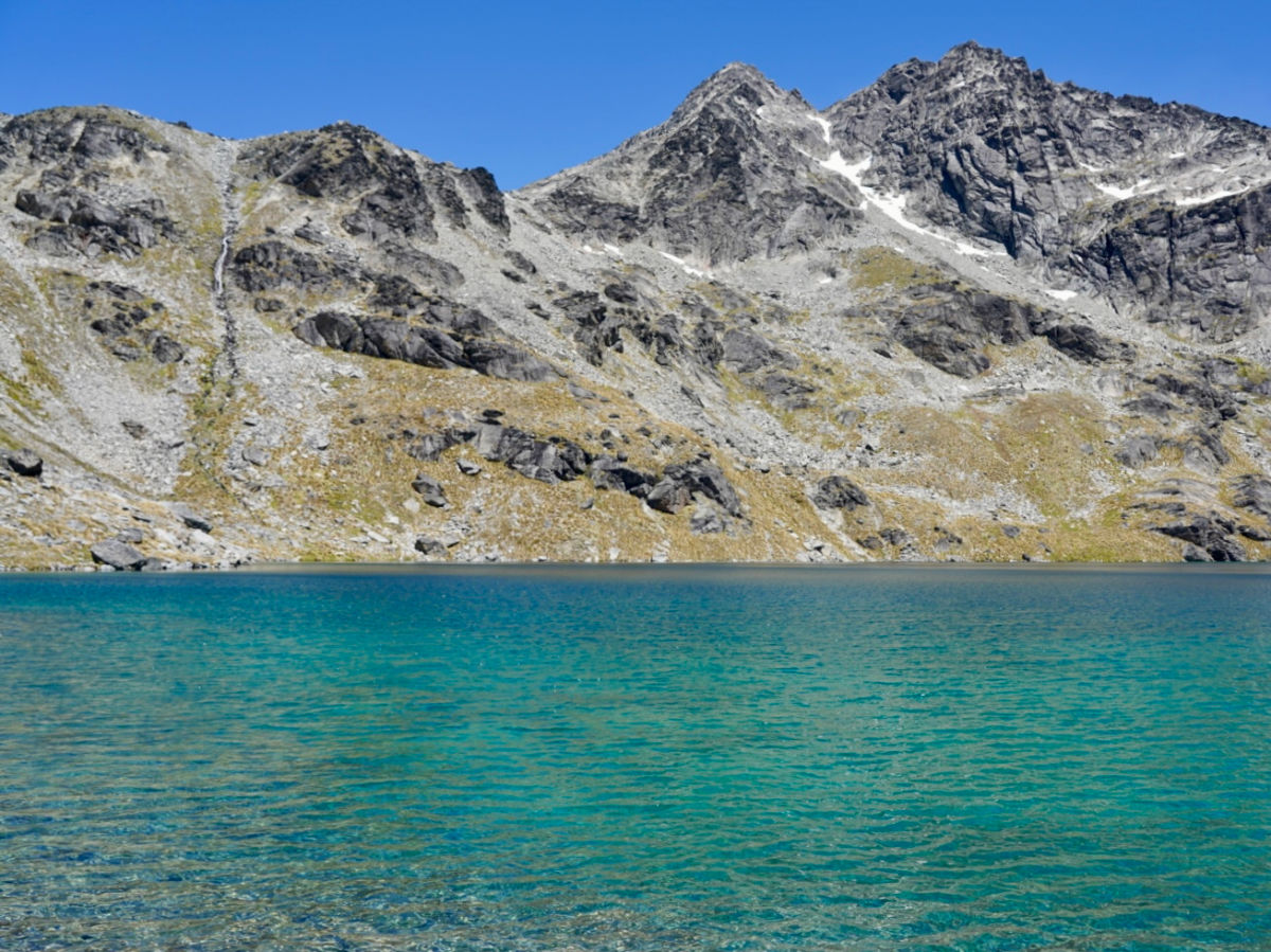 View of the blue and clear waters of Lake Alta
