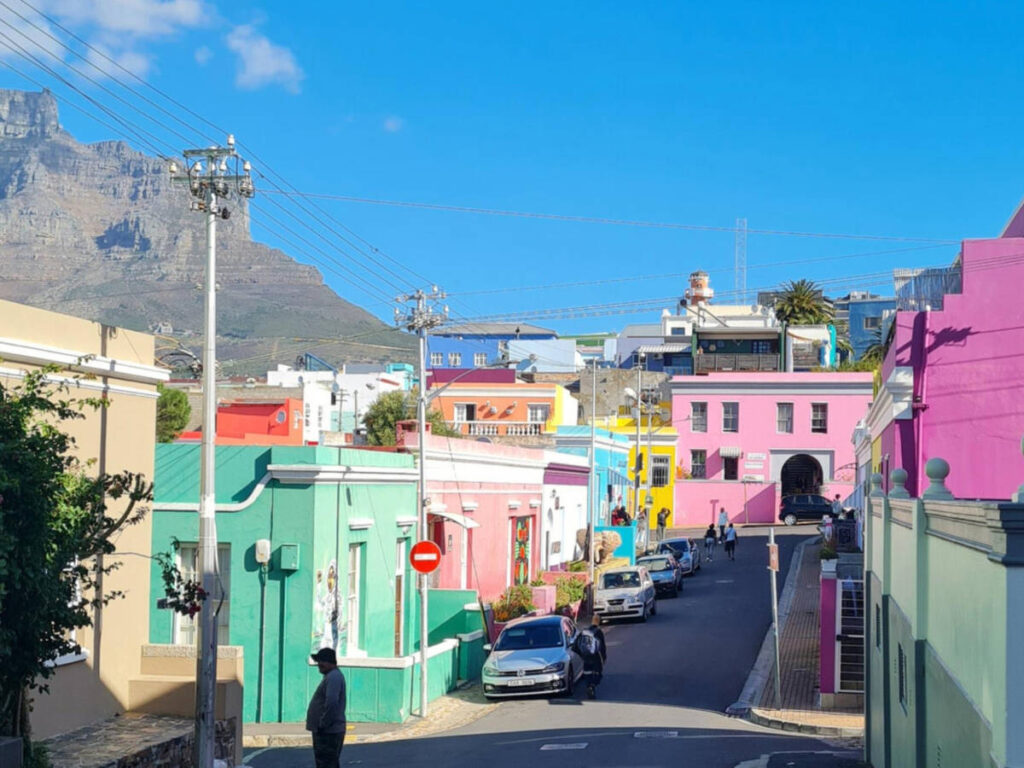 The colorful houses around the Bo-Kaap