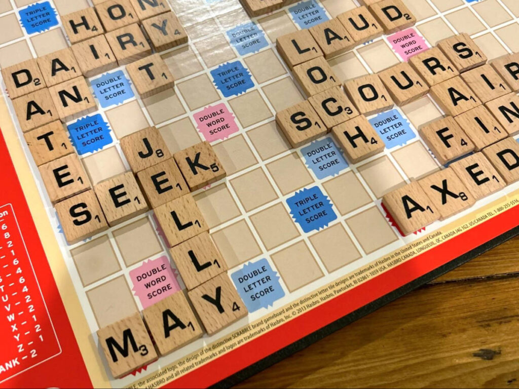 Closeup look of the Scrabble board game