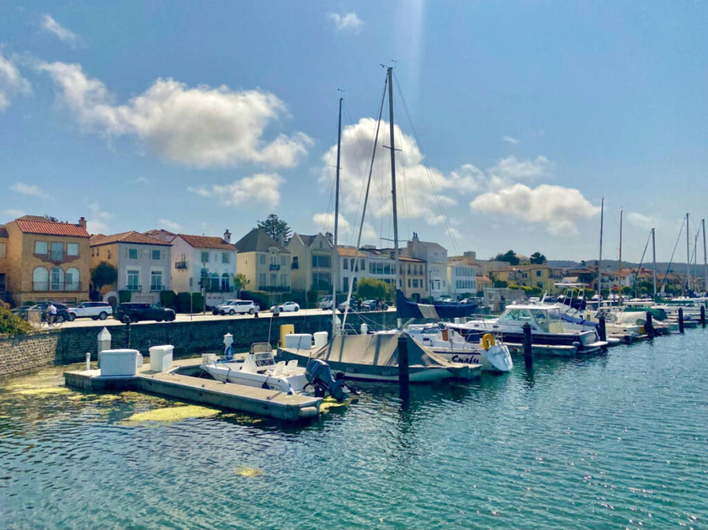 View of the boats docked at the St. Francis Yacht Club