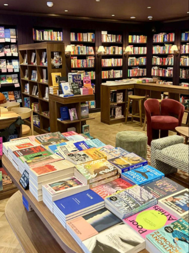 View of the displays of books inside the BookBar