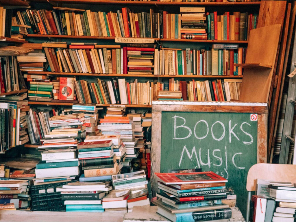 Books for sale on a Bookshop at Oudemanhuispoort