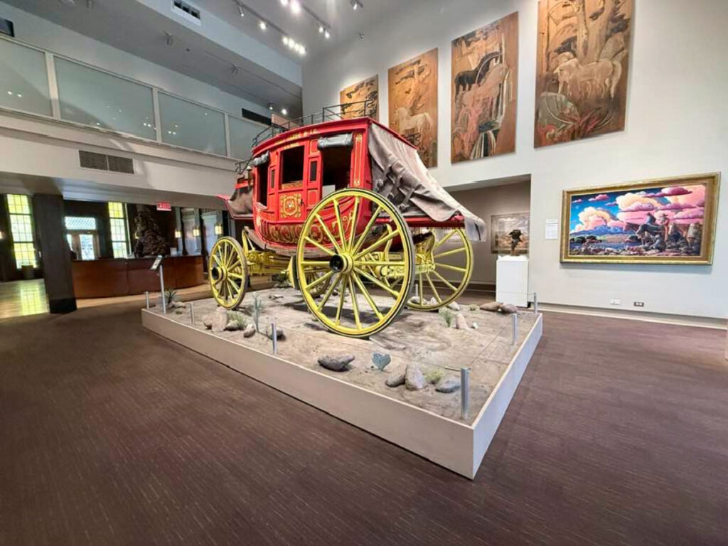 A vintage stagecoach exhibit at Briscoe Western Art Museum