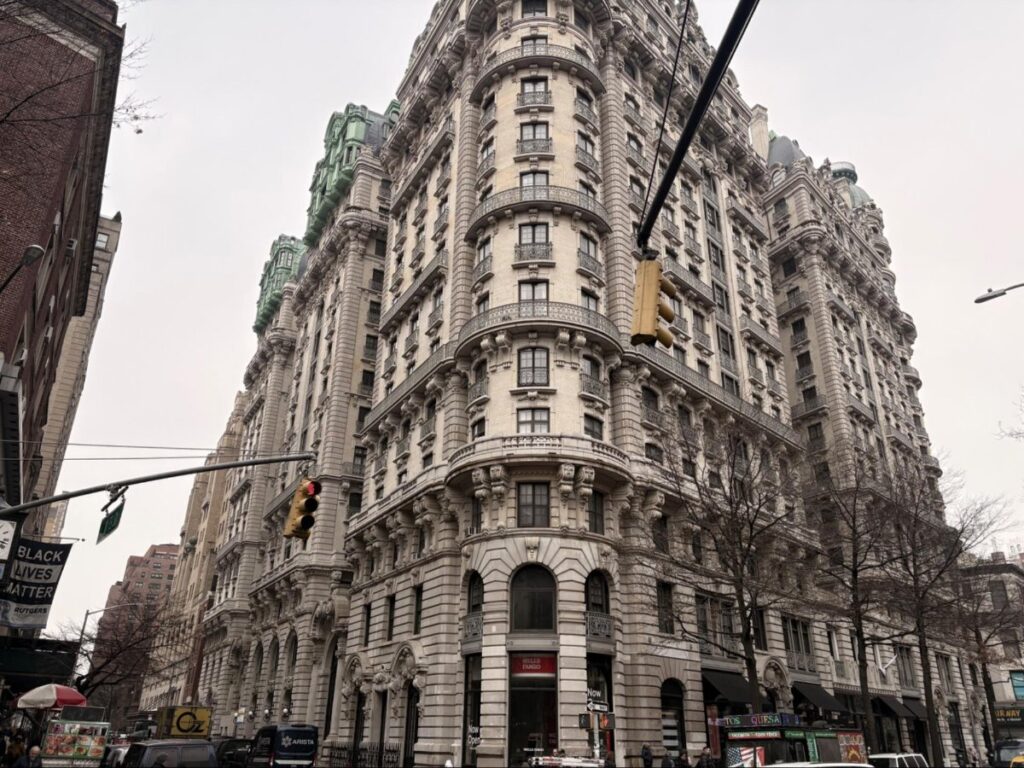 View of the old architecture at Broadway corner outside Verdi Square