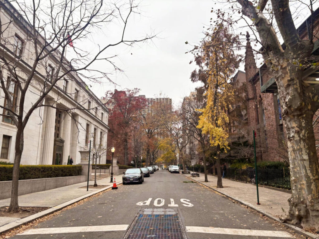 The street view of Brooklyn Heights in autumn