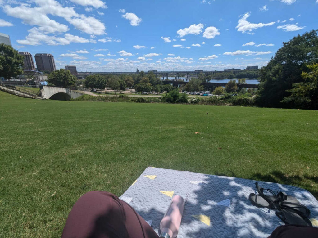 Overlooking view of the river at Brown’s Island