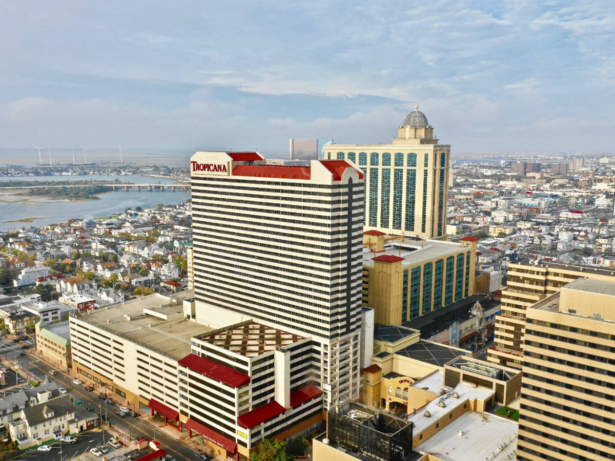 Aerial view of the Tropicana building in Atlantic City