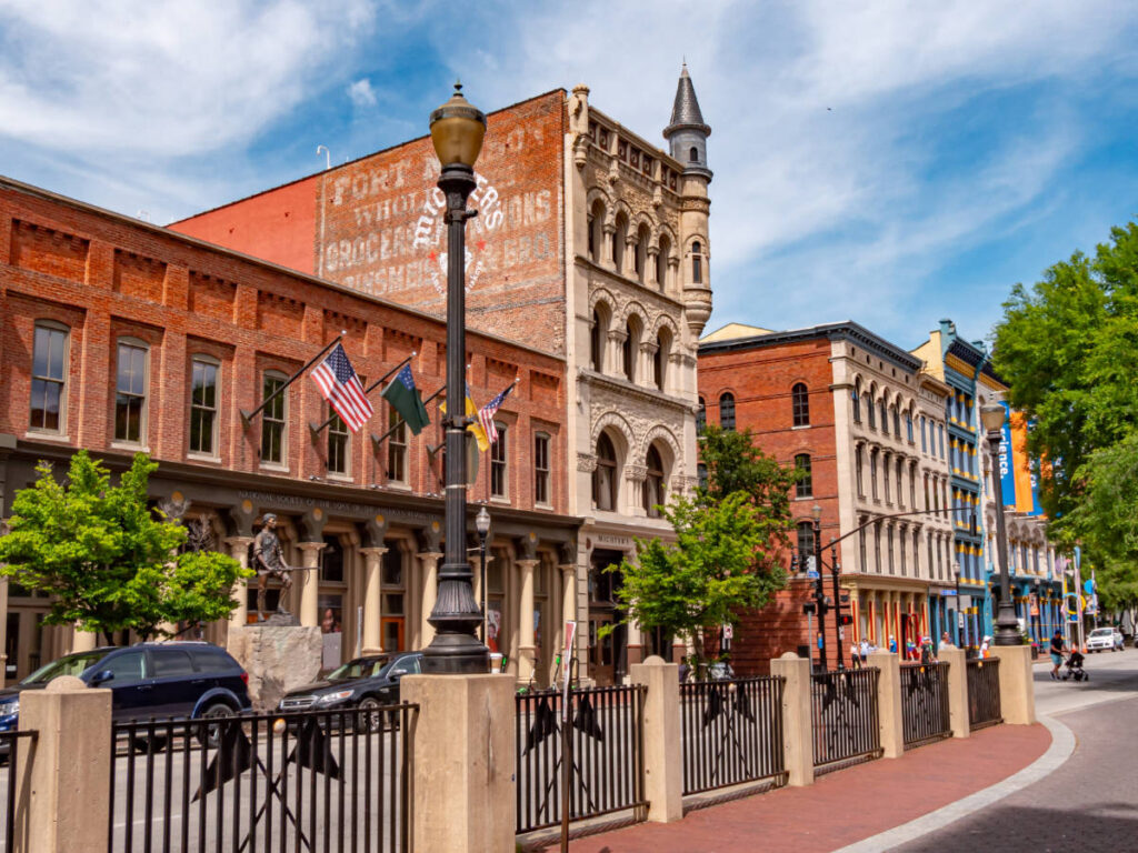 Blue sky over the buildings in Louisville