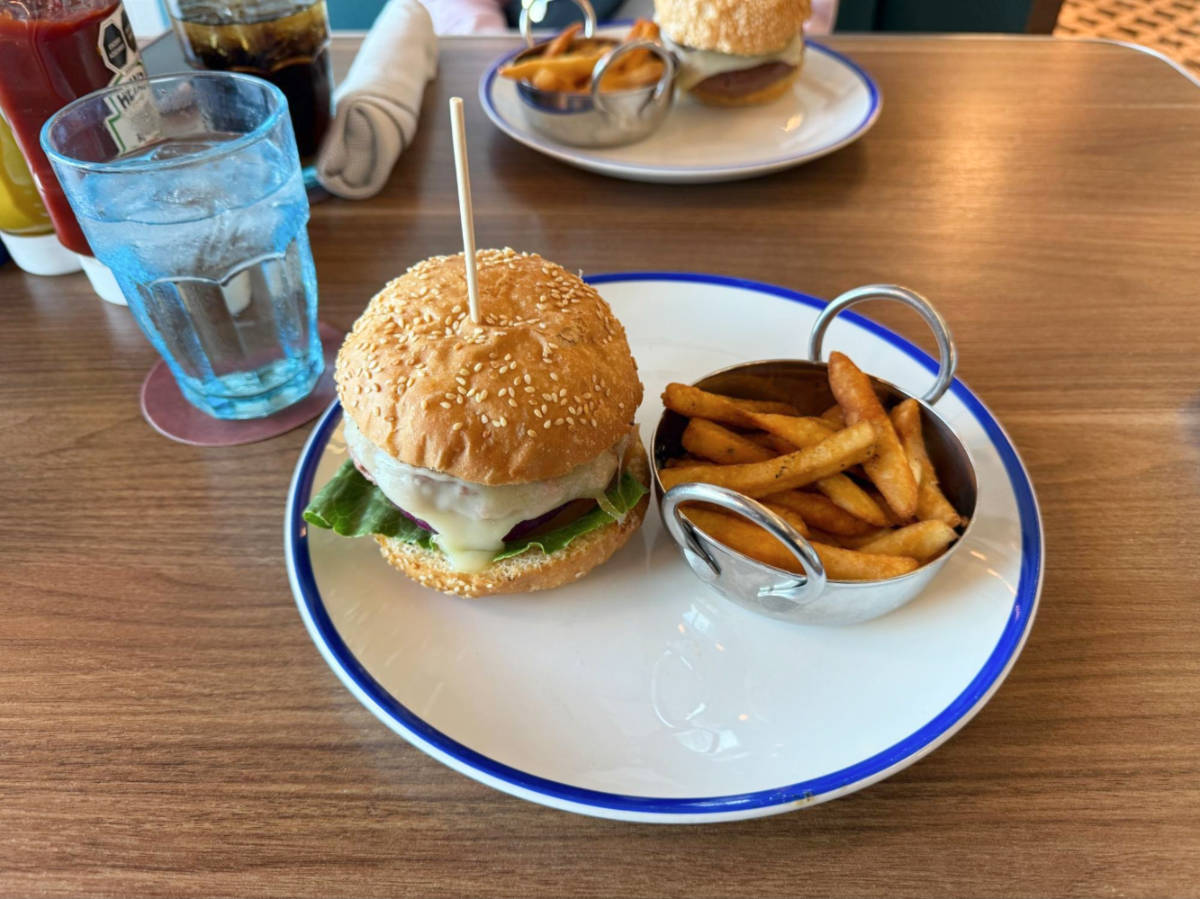 A plate with burgers and fries at Mo’s