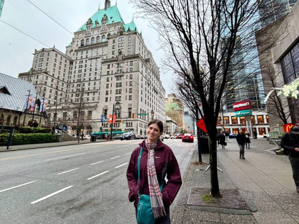 The author, Betty Hurd smiling for a photo in Burrard Street