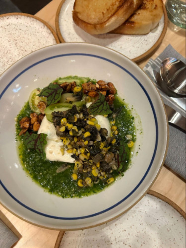 A Burrata con huitlacoche served at Mezcaleria Alma