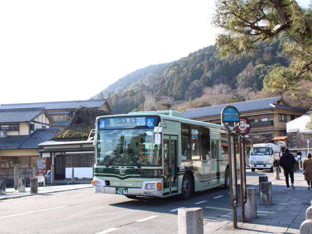 A bus passing by Arashiyama