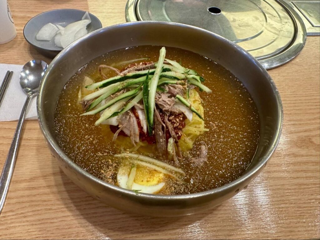 A bowl of Busan milmyeon served at Haeundae Choryang Milmyeon