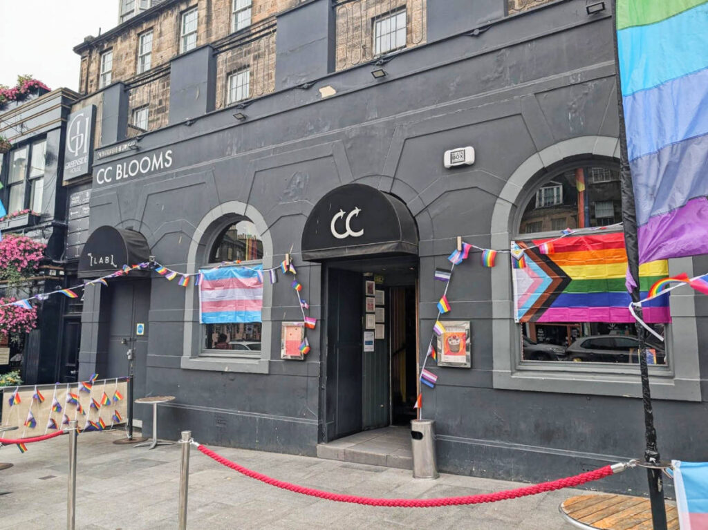 View at the entrance to CC Blooms in Edinburgh
