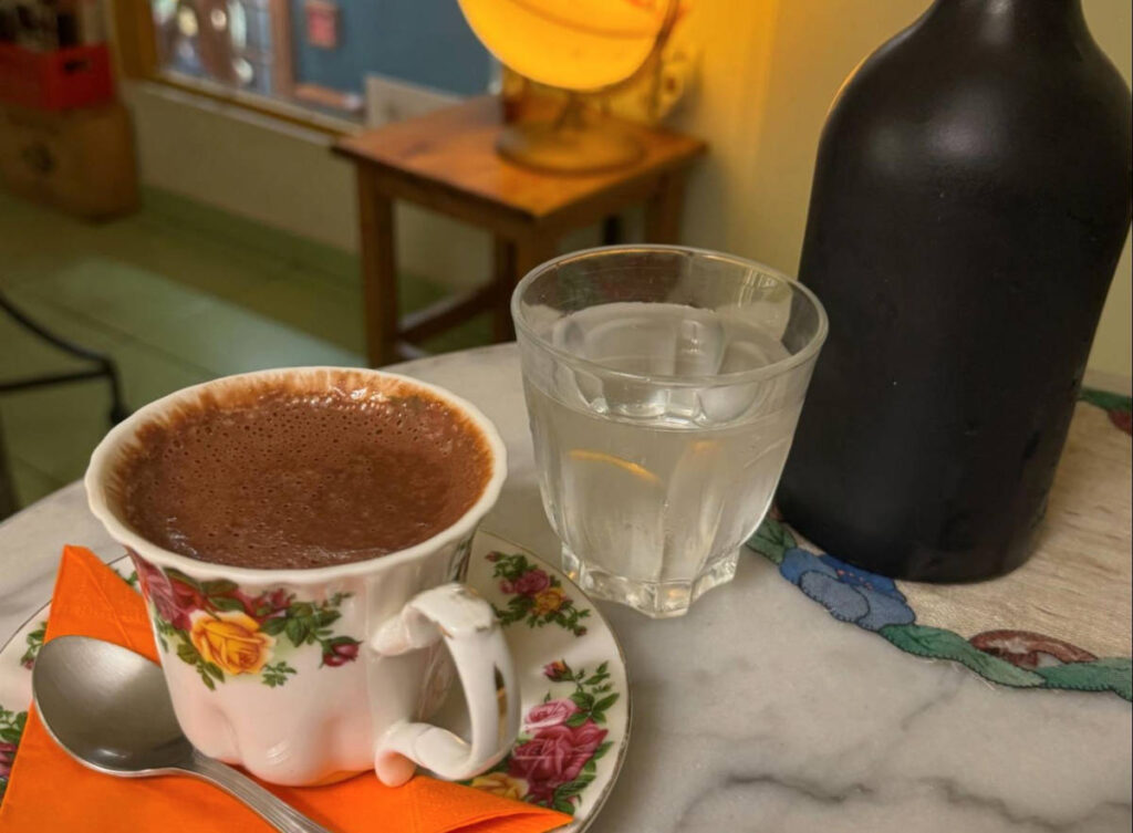 A rich cacao hot chocolate with orange at Sokolata 56