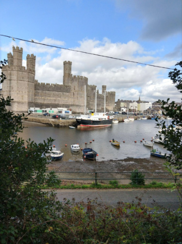 View of the Caernarfon Castle from across the bridge
