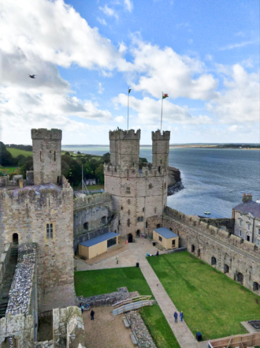 Overlooking view of the courtyard of Caernarfon Castle from the tower