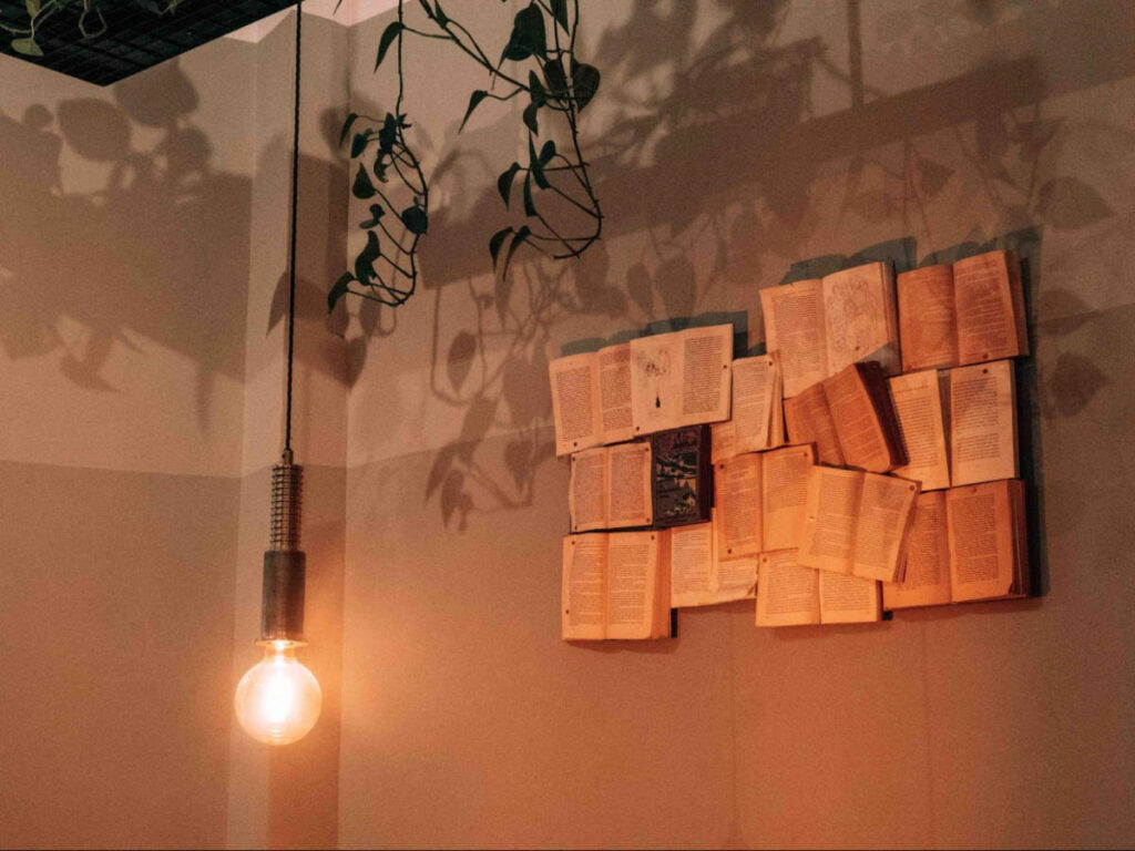 The books wall decorations inside a café in Eppendorf