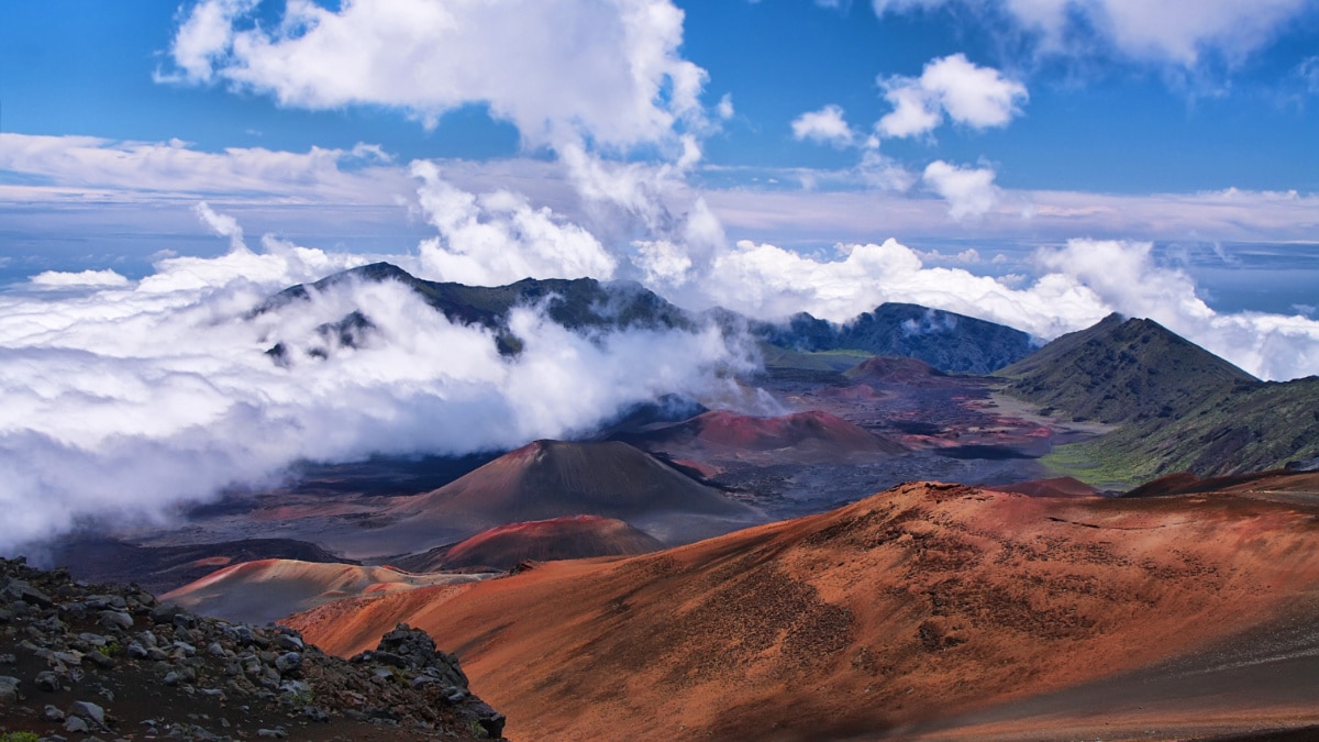 Aerial view of the Haleakala Volcano