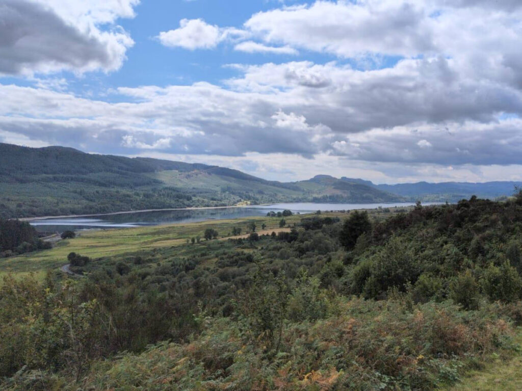 Panoramic view of the lush greenery and lake around Callander