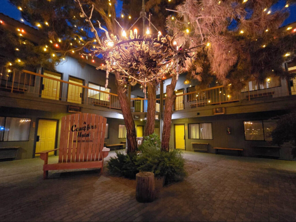 View at the Campfire Hotel during nighttime