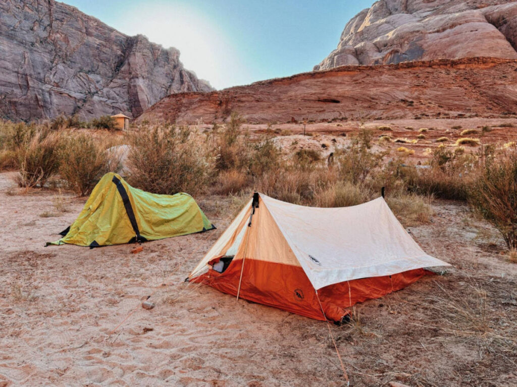 View of camping tents on a campsite