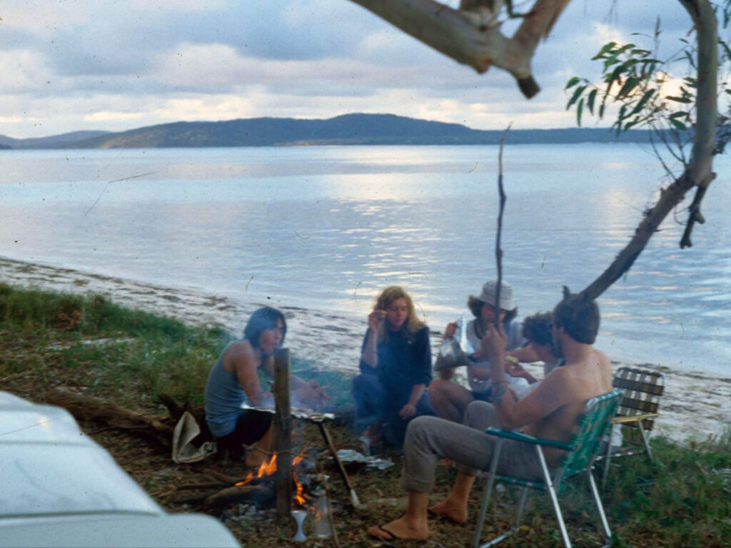 Group of friends camping on the east coast of Australia