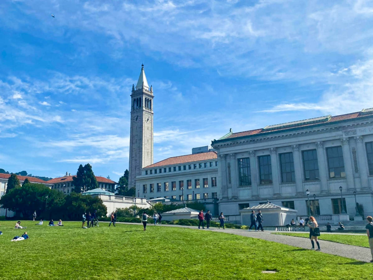 The students walking around the campus of UC Berkeley