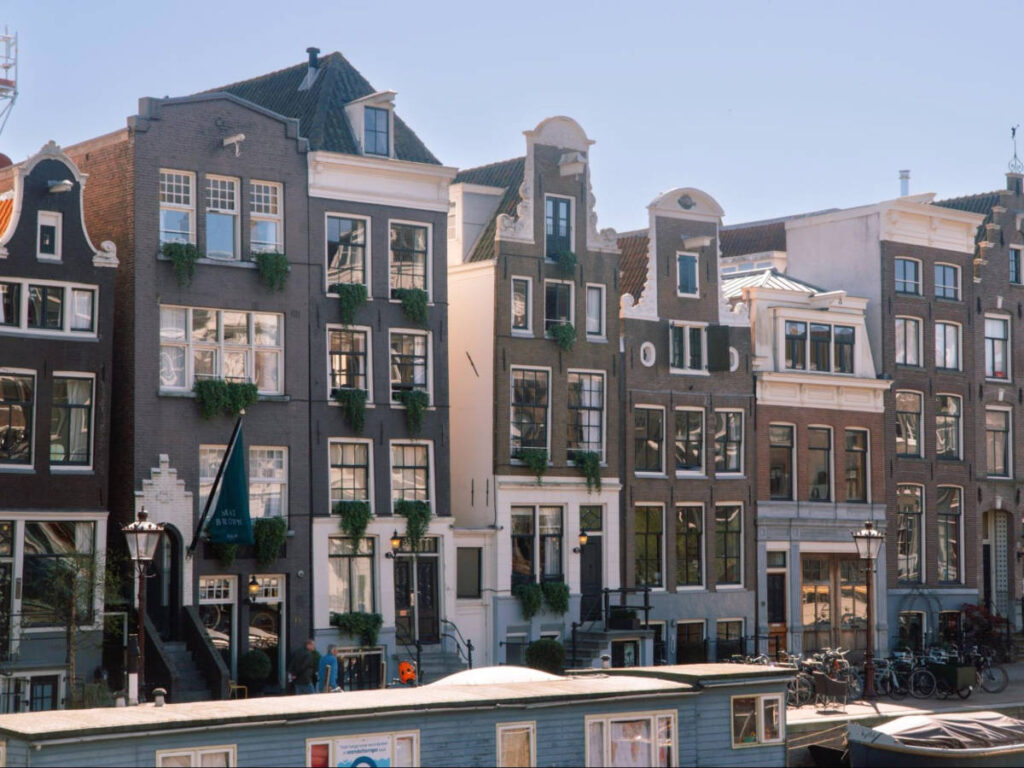 View of the beautiful and unique canal houses in Amsterdam