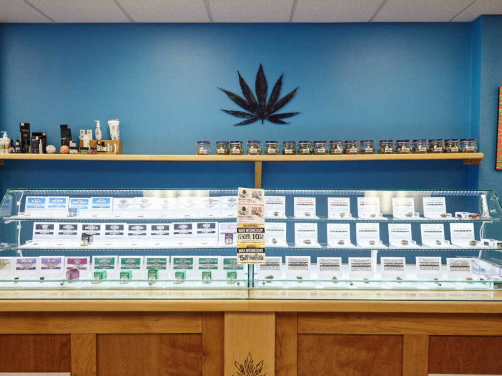 View of the displays inside the Cannabis Dispensary