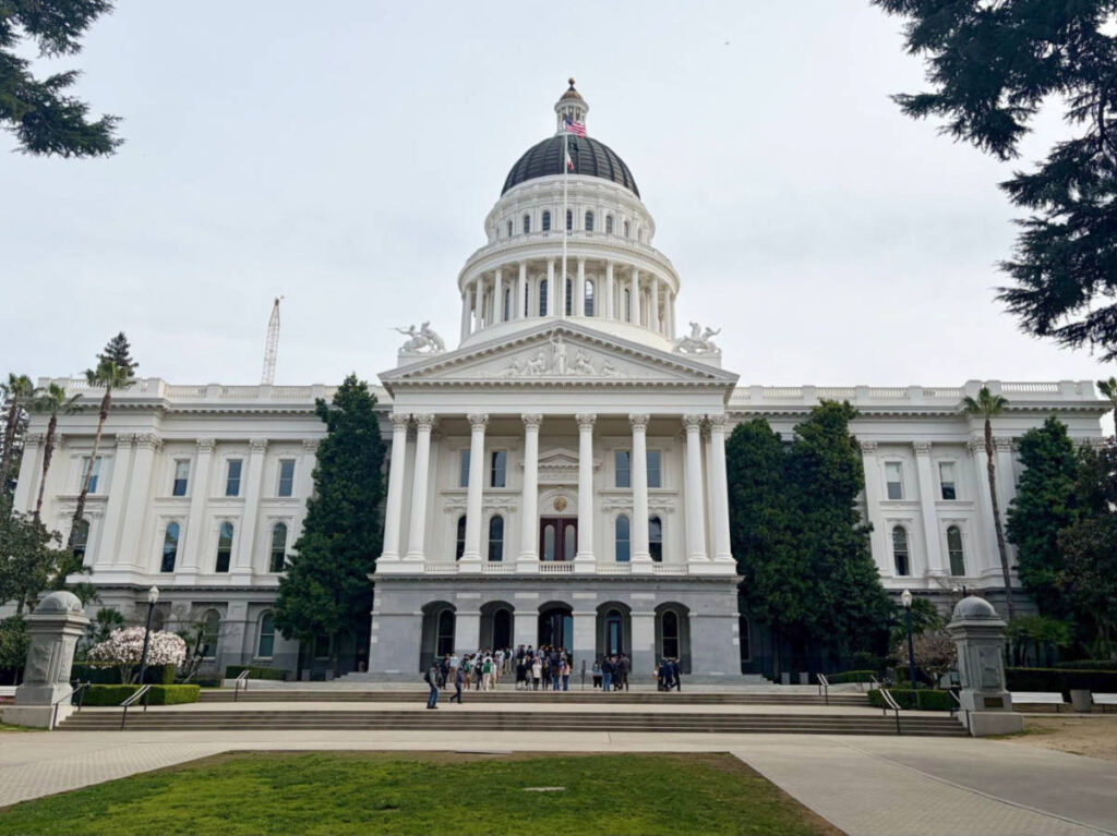 Panoramic view of the exterior of Capitol Building in Sacramento