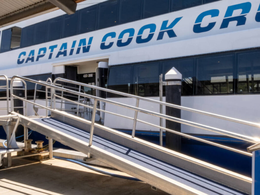 View of the Captain Cook Cruises Elizabeth Quay from the outside