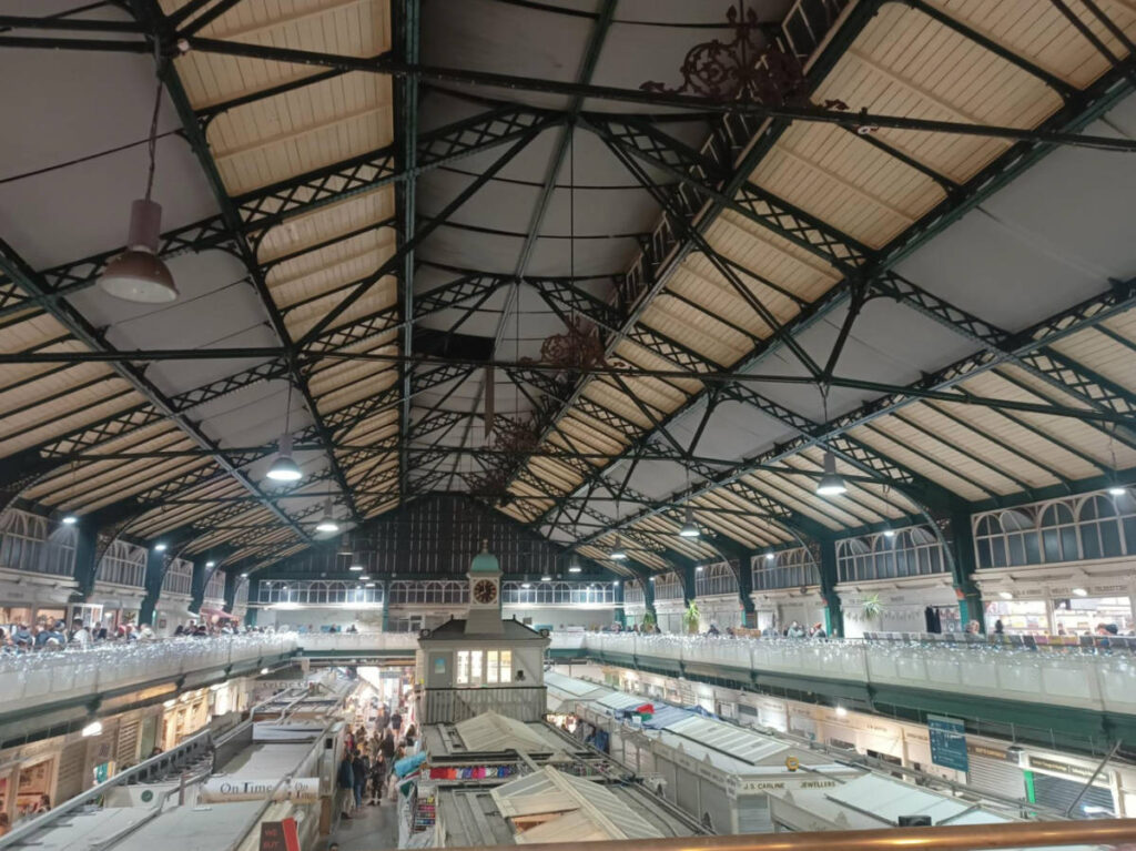 Overlooking view of the Cardiff Market at Christmas