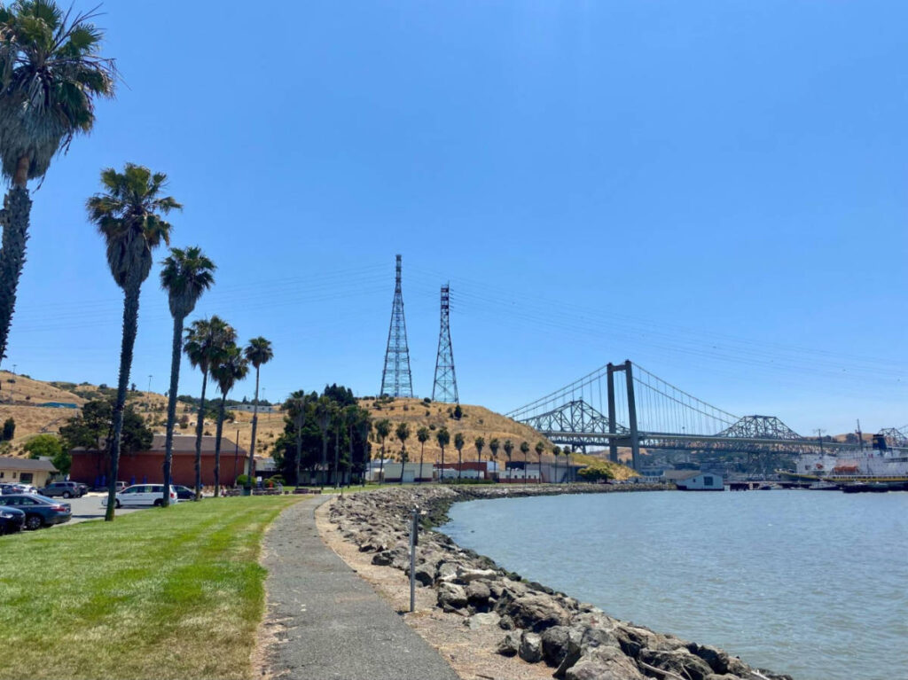 View of the Carquinez Bridge from the path along Vallejo’s waterfront
