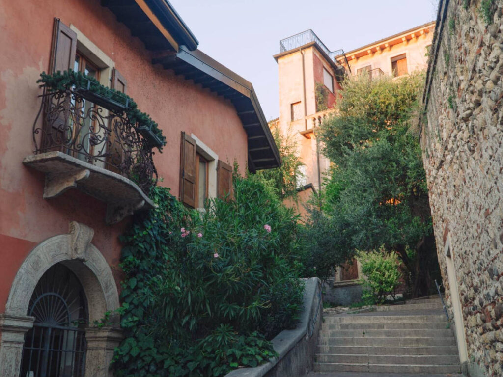 View of the stairway leading to Castel San Pietro