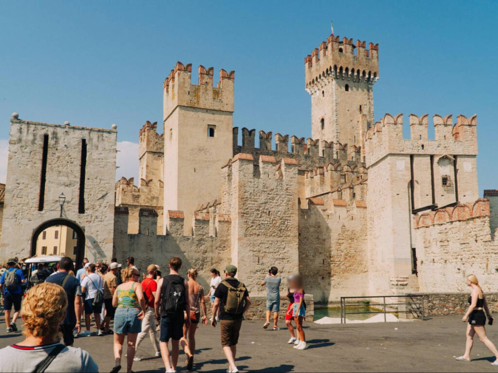 Clear blue sky over the Castello Scaligero di Sirmione