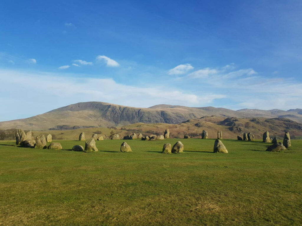 Scenic mountain views behind the Castlerigg Stone Circle
