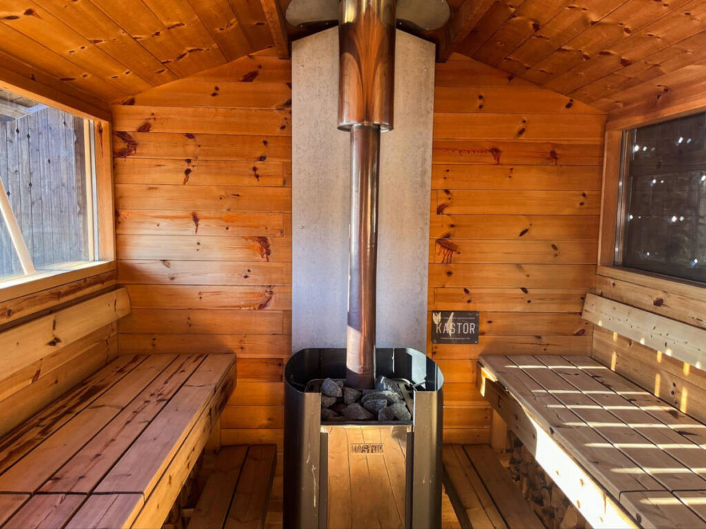 The interior of the sauna in Castor