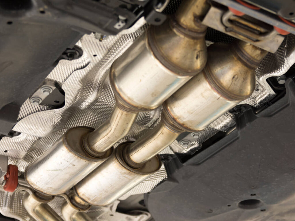 View of the Catalytic Converter at the bottom of a car