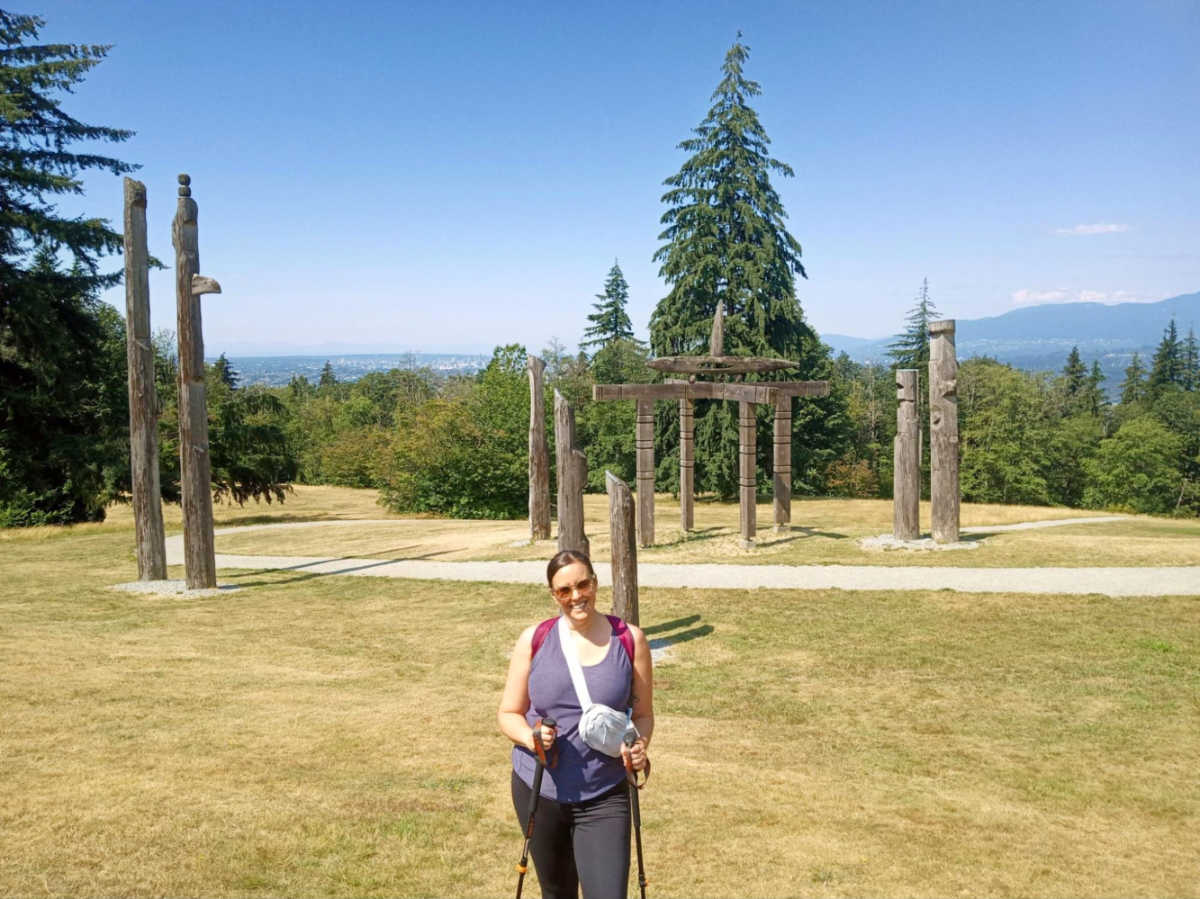The author Catherine at the Burnaby Mountain hiking