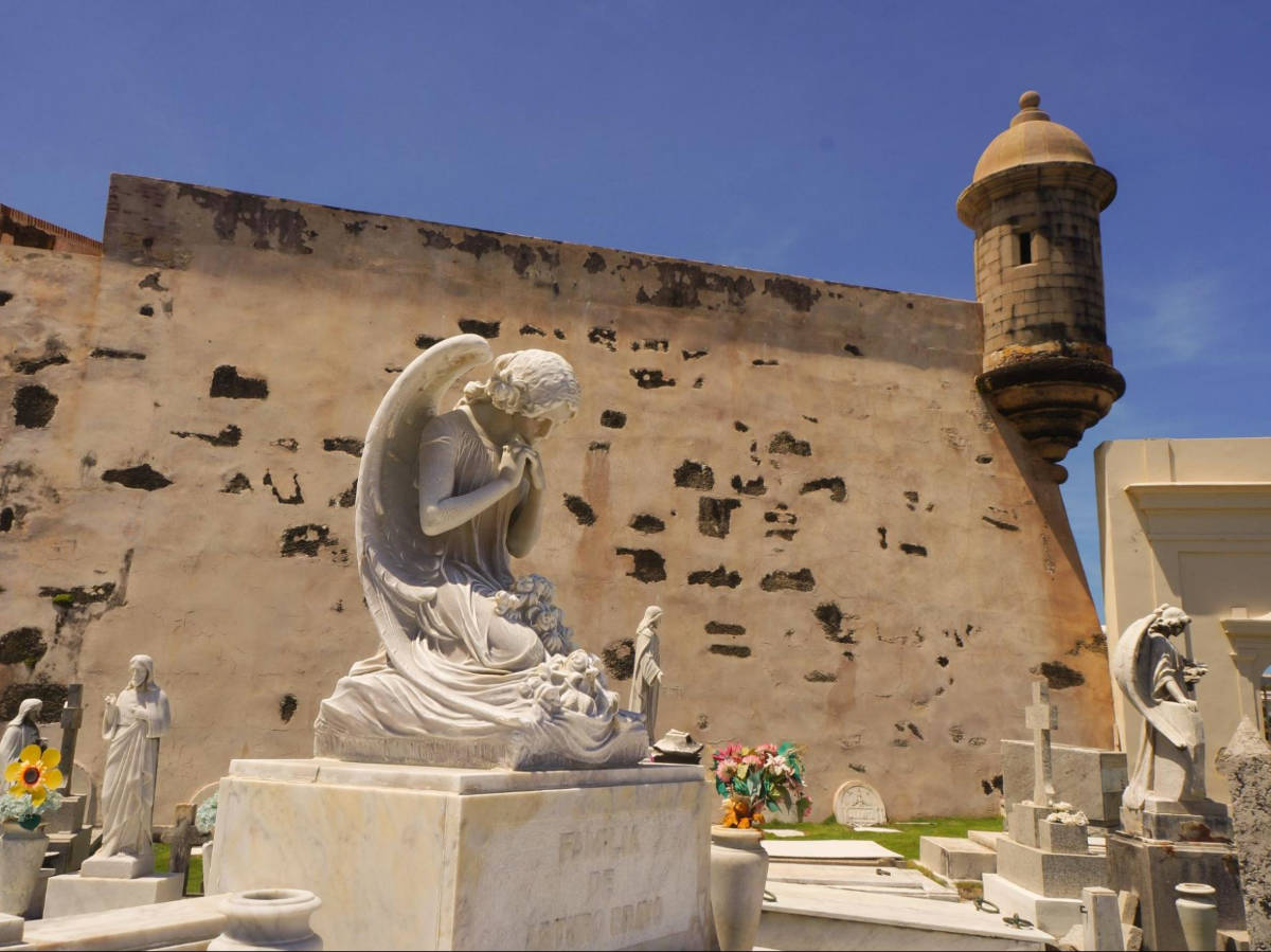 A statue at the cemetery outside San Juan’s walls
