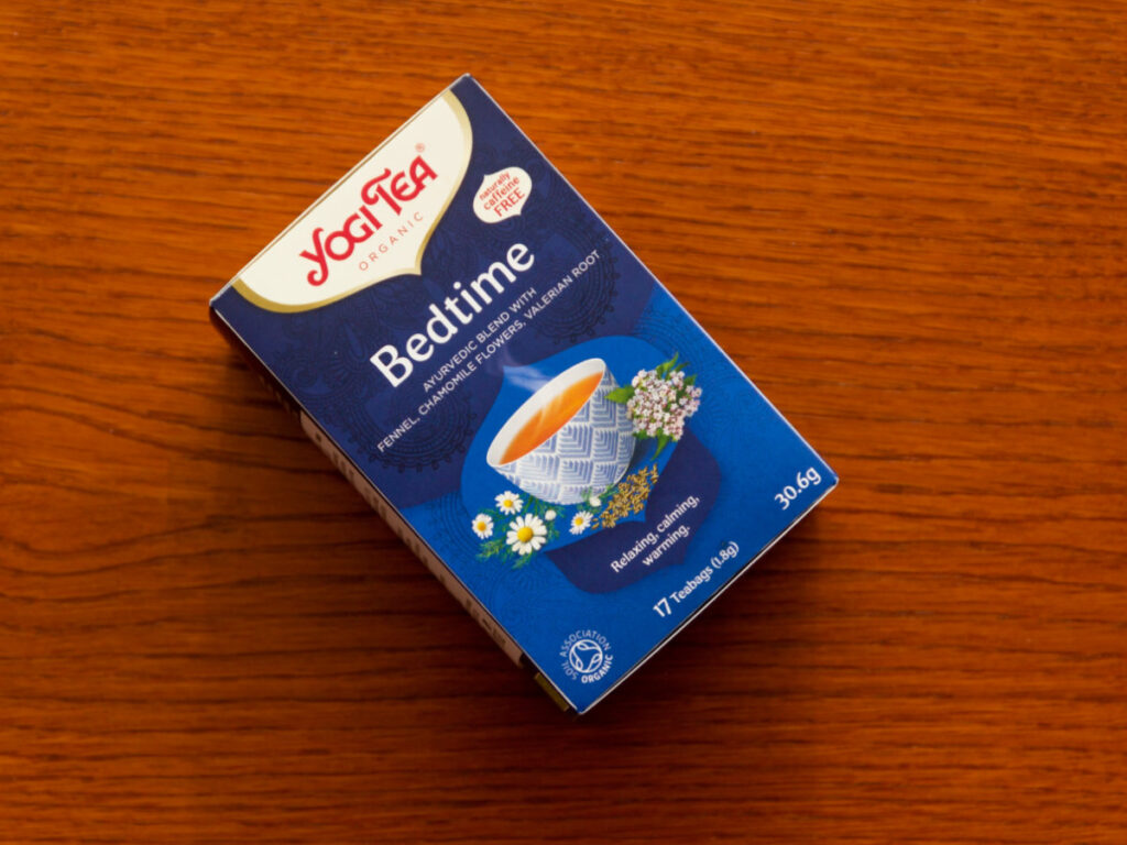 Box of bedtime tea by brand YogiTea
