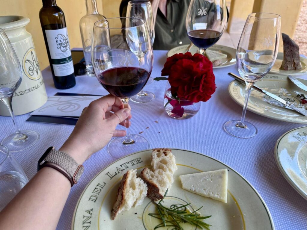 Cheese and wine tasting at Madonna del Latte vineyard