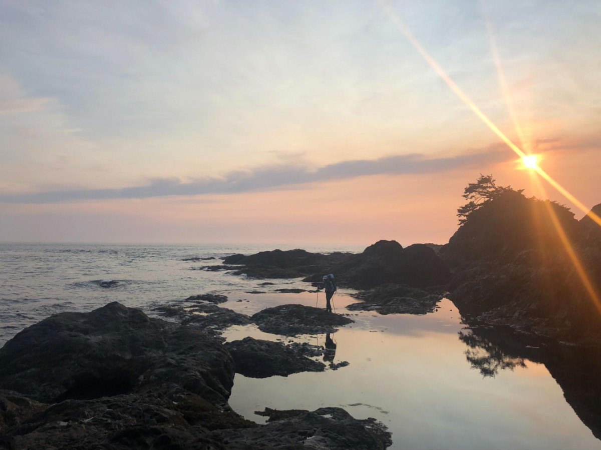 Overlooking view of the author, Chelsea Booker at the Olympic National Park at sunset