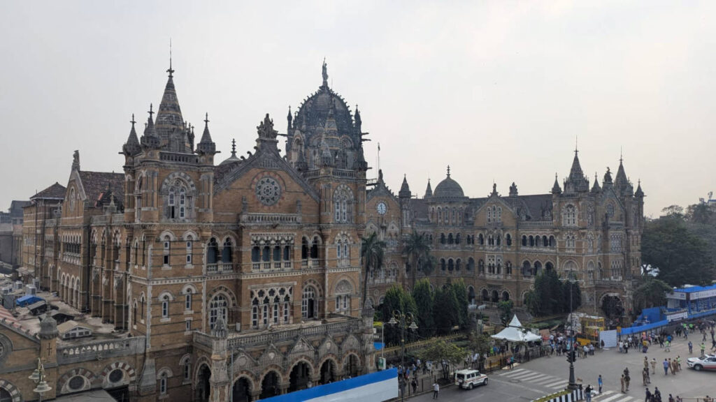 Panoramic view of the Victorian Gothic Revival-style of the Chhatrapati Shivaji Maharaj Terminus