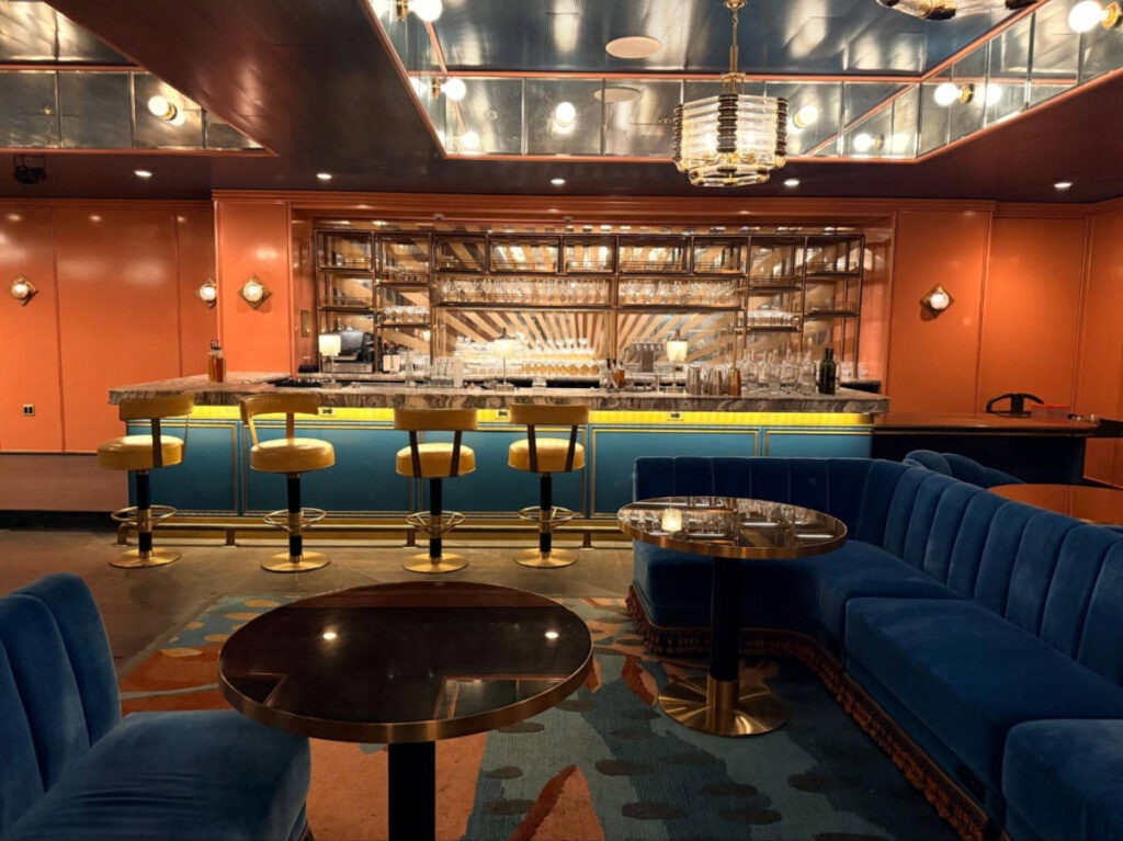 View of the chic retro interior of the bar