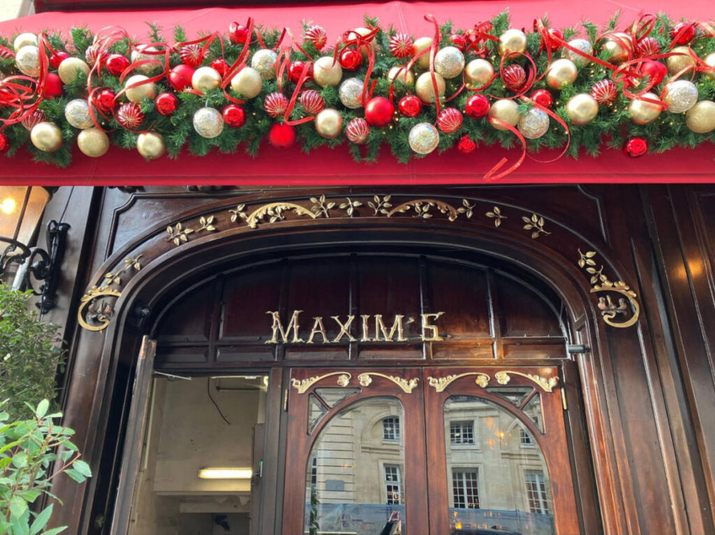 The Christmas decorations at the entrance of Maxim’s