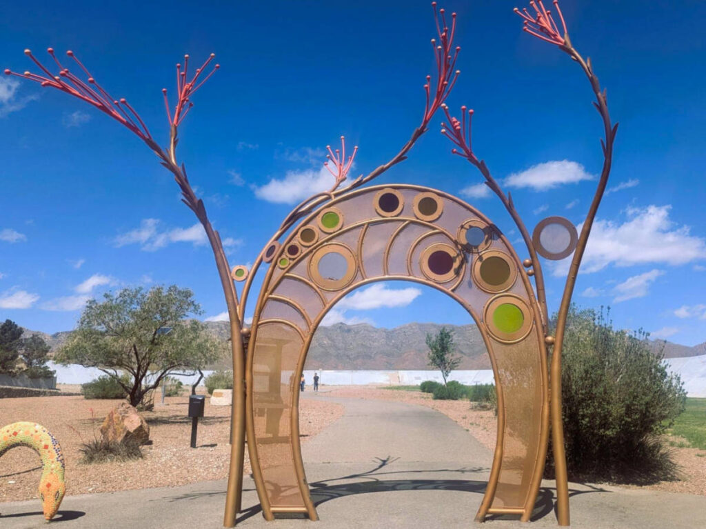View of an art installation at Chuck Heinrich Memorial Park