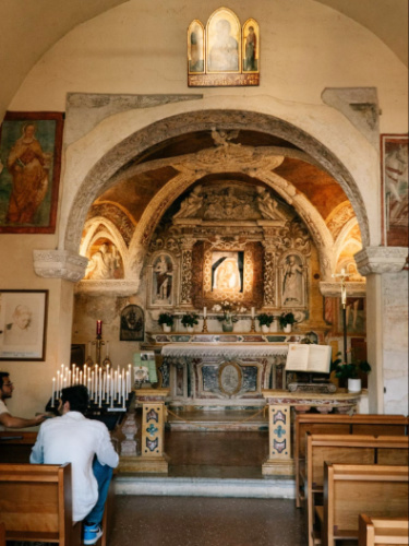 View from the inside of a church in Sirmione